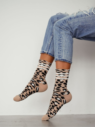 Calcetines mujer Milena 0200-207 leopardo algodón