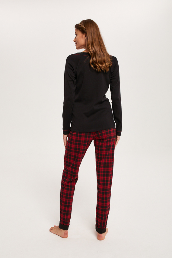 Ordesa Pijama señora manga larga, pantalón largo Moda Italiana - negro/estampado