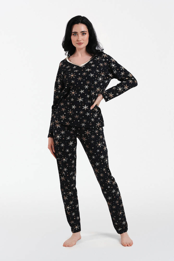 Laponia Pijama señora manga larga, pantalón largo Moda Italiana - estampado