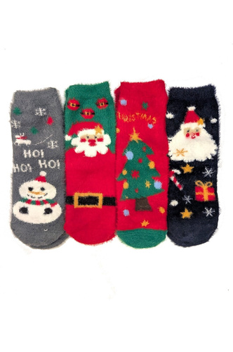 Cosas BDP60-56 Wik calcetines - Navidad conjunto de 4 pares en una caja, calcetines hinchados de las mujeres