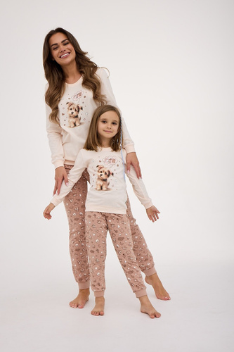 Pijama de señora 671/431 Sweet Dog Cornette de algodón crudo, manga larga, estampado de perros