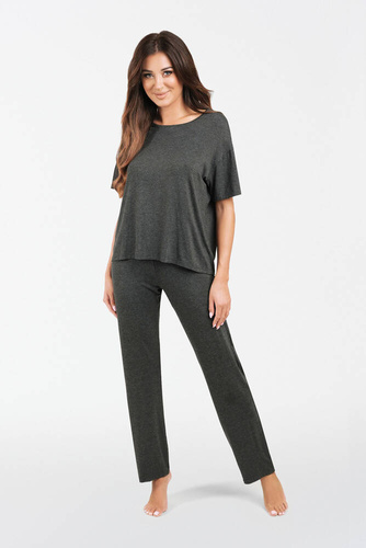 Akord Conjunto mujer manga corta, pantalón largo Moda Italiana - melange oscuro
