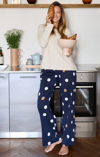 Oceane PW85 Pijama de mujer Mefemi-viscosa, de guisantes, con lazos