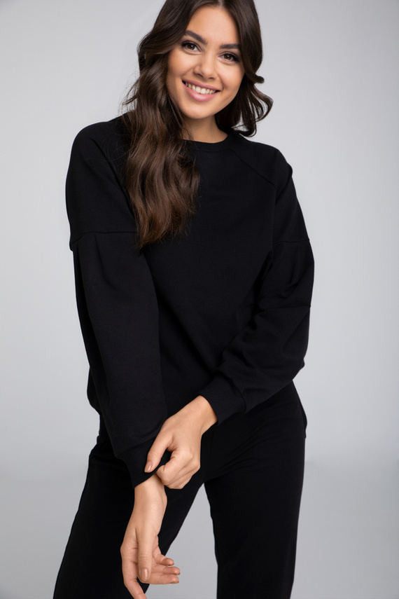 Parma Ladies conjunto manga larga, pantalón Italian Fashion - negro