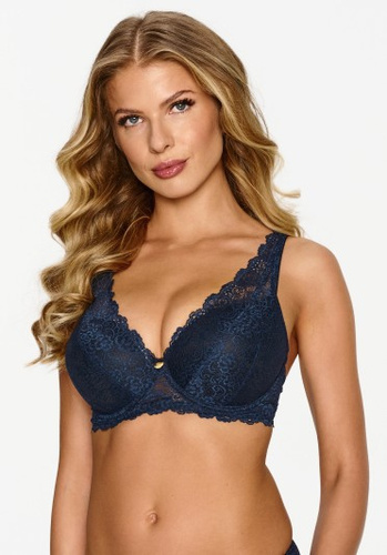 2618 Sujetador Lupoline - push-up de gel azul marino con encaje