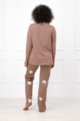 Italian Fashion Mila Pijama larga de mujer Mega Soft con corazones y bolsillos