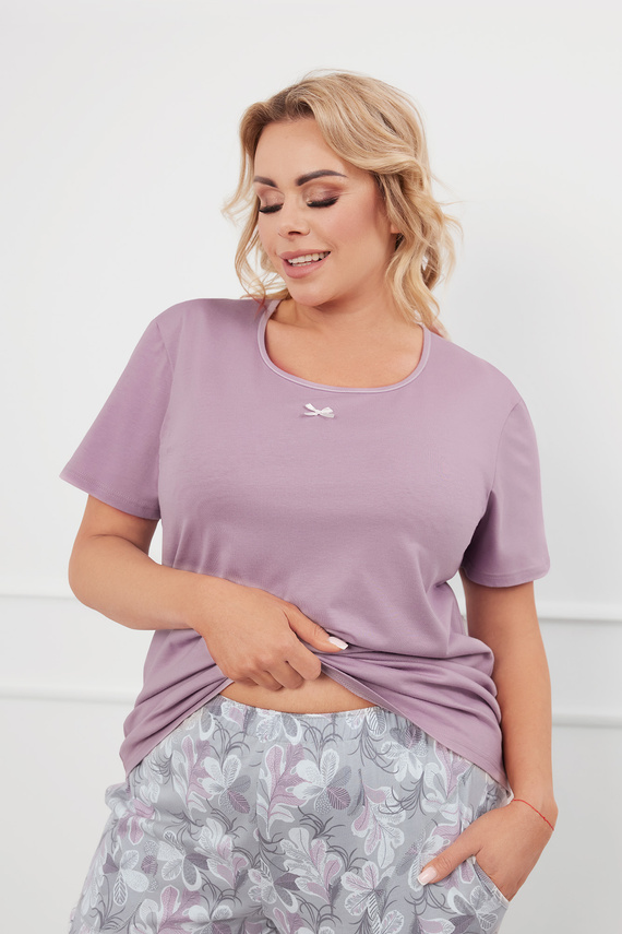 Pijama Ibena Mujer manga corta, pantalón 3/4 Moda Italiana - brezo/estampado