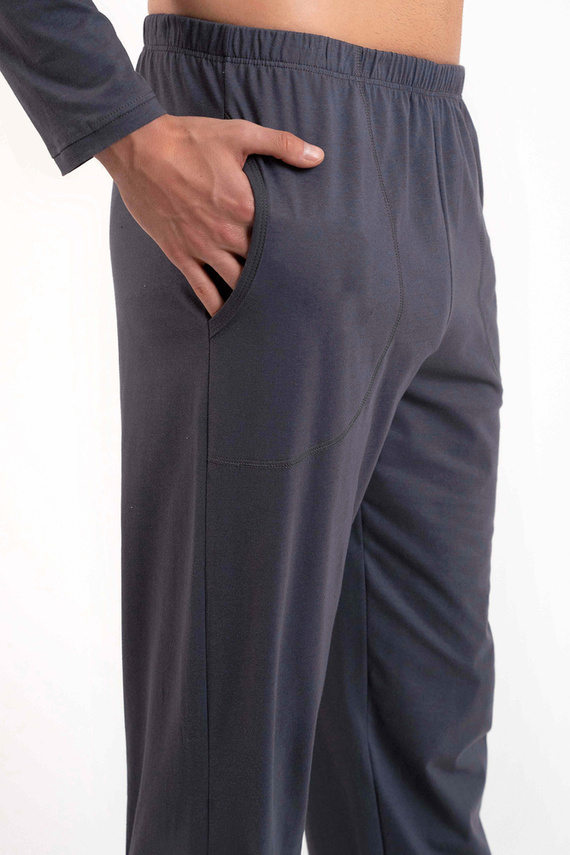 Lars Pijama de manga larga para hombre, pantalón largo Italian Fashion - estampado grafito/grafito