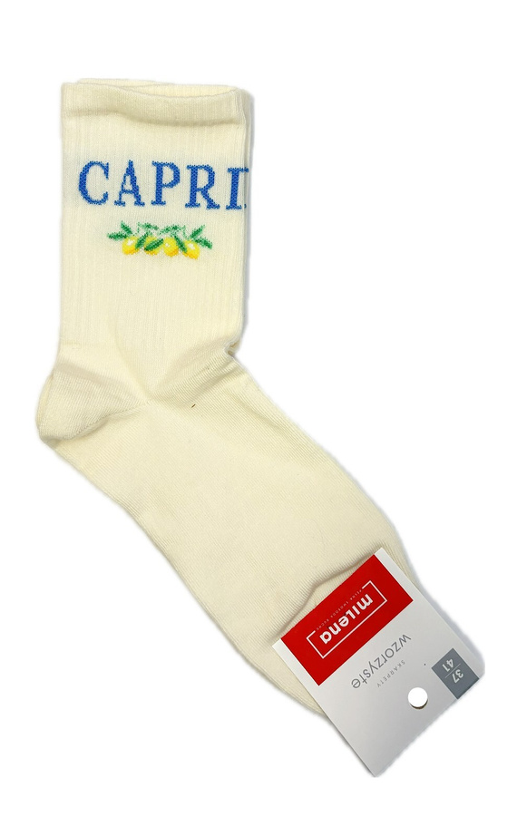 Calcetines mujer algodón Milena 0200-239 Capri– canalé cómodos diario ecru
