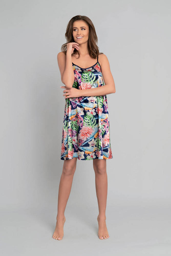 Polinesia Camisón de señora, tirante estrecho Moda Italiana - estampado floral