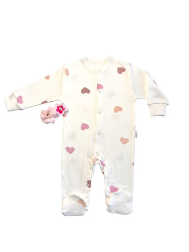 Mamatti pelele PA15040 - blanco con corazones, algodón, con botones de presión