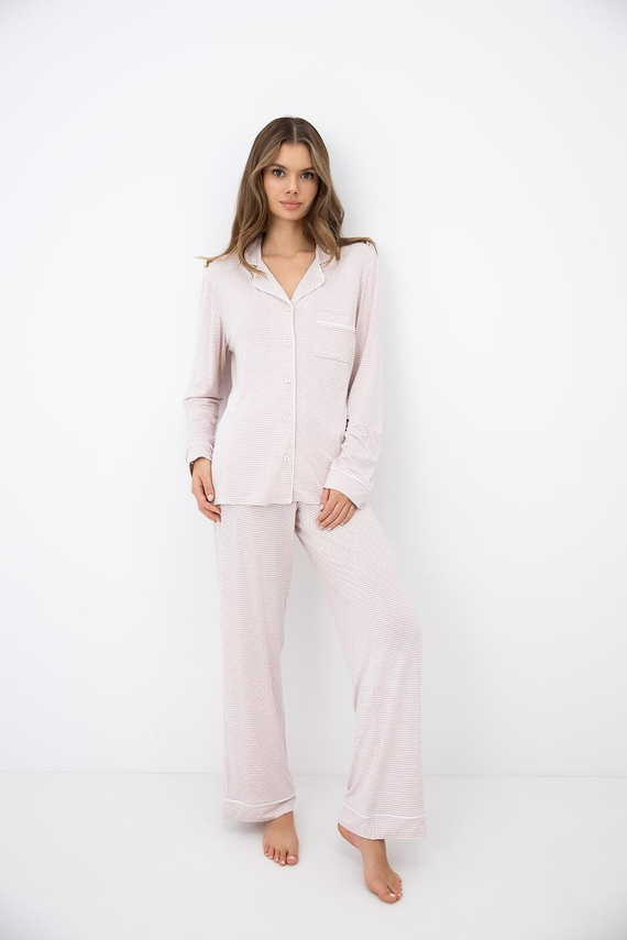 Sensis Leila pijama de mujer rosa a rayas, viscosa, con botones