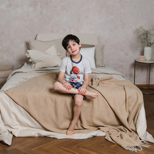 Kastos Pijama de manga corta para niño, pantalón Moda Italiana - light melange