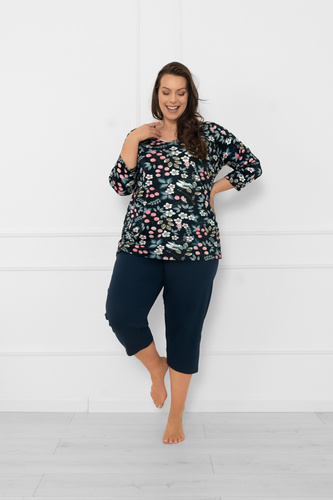 Pijama de algodón para mujer Lucja manga 3/4 y pantalón Italian Fashion