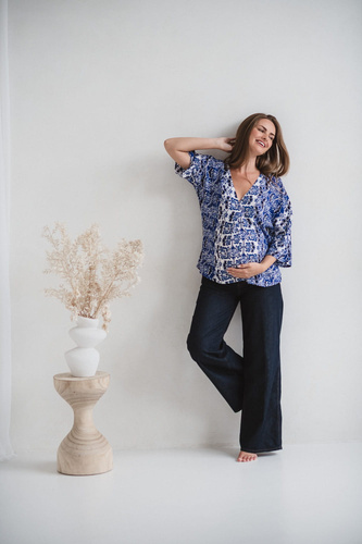 Bahama Mama Blusa premamá Milk&Love estampado Azul- viscosa, manga 3/4, oversize