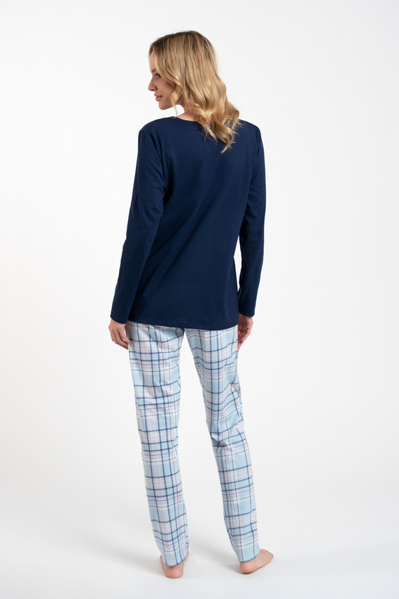 Emilly Pijama de manga larga y pantalón de mujer desabrochado Moda italiana -granate/estampado