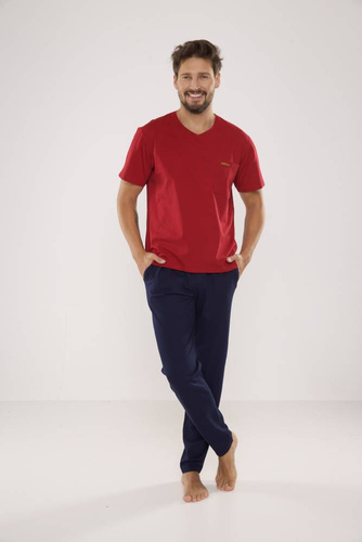 624 Kevin Forex Pijama de hombre - granate - azul marino