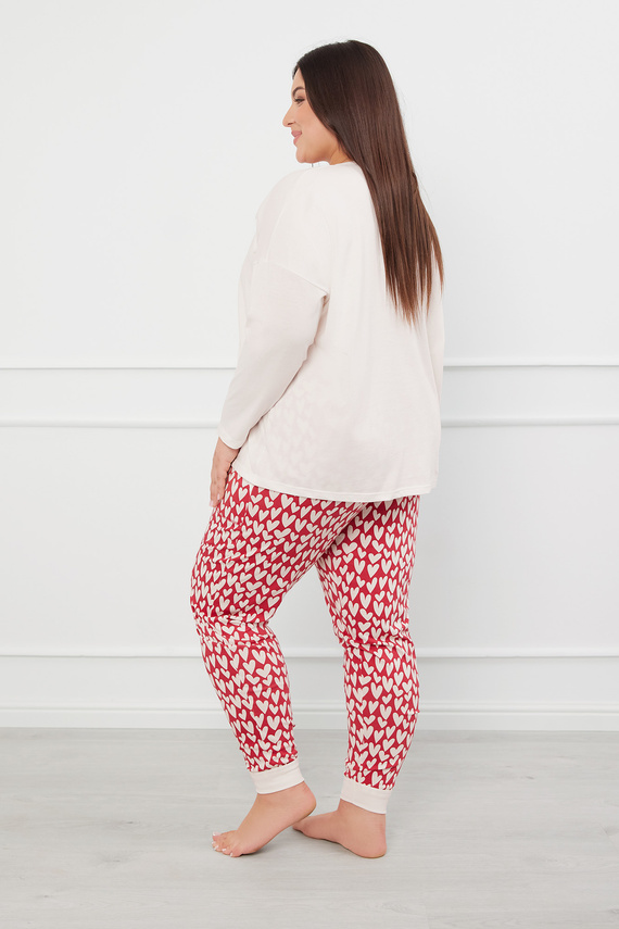 Evora Pijama señora manga larga, pantalón largo Moda Italiana - crudo/estampado