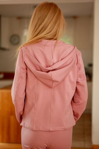 Adela - chaqueta con capucha para mujer, 95% algodón 5% elastano | marca polaca Mirale - rosa