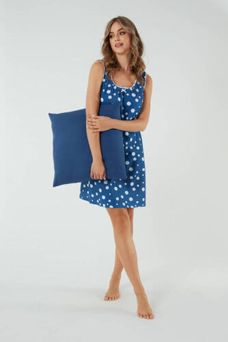 Camisón y bata de lactancia Raba, tirante ancho Moda Italiana - estampado azul