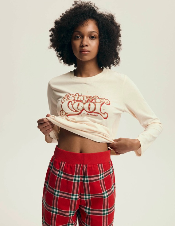 43717 Pijama de mujer Dalisa Henderson - franela cálida, manga larga, cuadros navideños