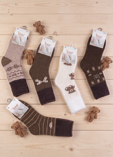 Xintao WiK 3141 wz.5 Calcetines de mujer Merino 88% lana cálidos-2 marrones
