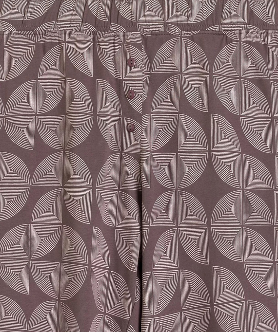 Atlantic NLP-522 Pijama larga para mujer 100% algodón Pantalones con estampado marrón
