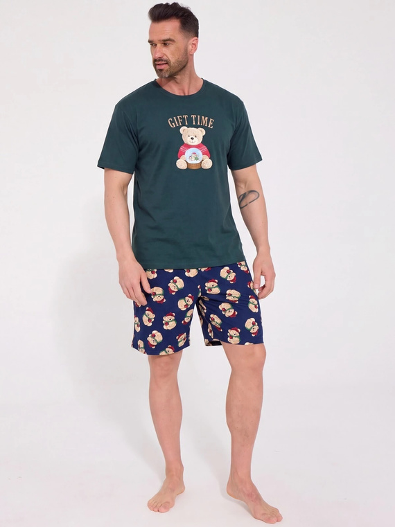 Cornette Gift Time 2 326/351 Pijama corta para hombre verde 100% algodón