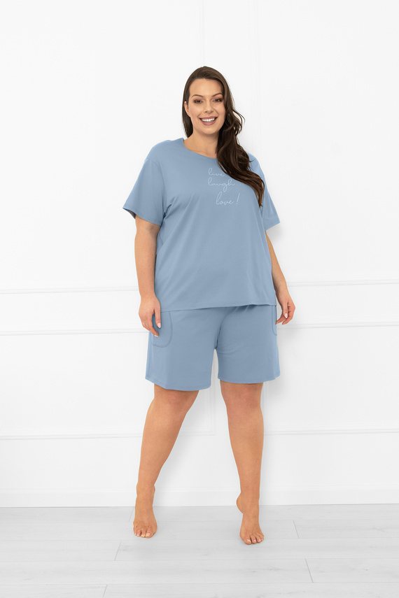 Pijama de señora Ksara Italian Fashion - algodón, manga corta y pantalón corto - acero
