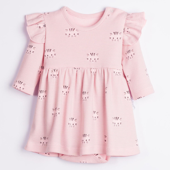 Vestido-body Nicol Tosia 225159 100% algodón Gatos rosas Manga larga