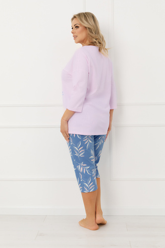 Pijama señora Erula Moda Italiana jersey de algodón 3/4 talla grande rosa