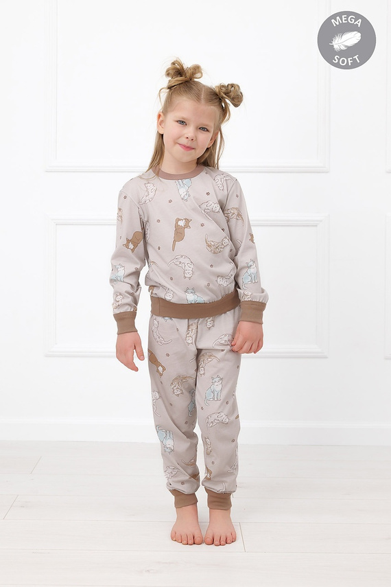 Italian Fashion Filka pijama infantil Mega Soft larga con gatos cálida