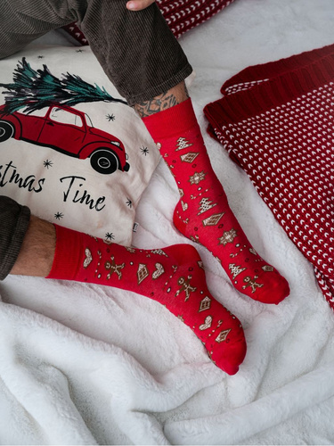 1290-037 Calcetines de Navidad para hombre Milena - Christmas Gingerbread, Rojo