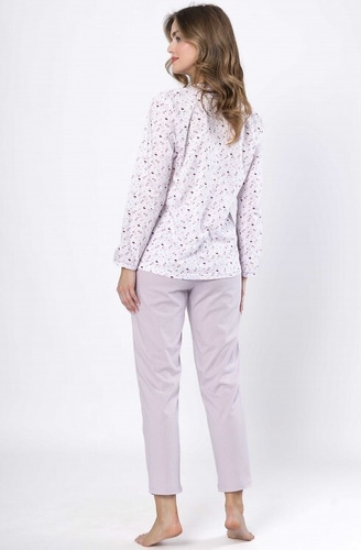Leveza Danuta pijama de mujer 1637 lila - algodón, manga larga, abotonado