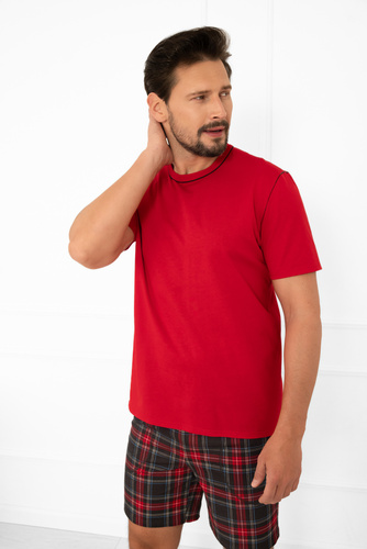 Rusoli pijama de los hombres Moda Italiana rojo - a cuadros de algodón corto cómodo