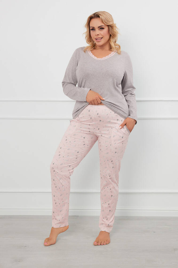 Rosaria Pijama señora manga larga, pantalón largo Moda Italiana - melange/estampado
