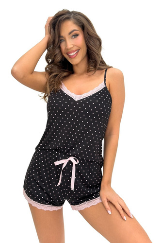 Pijama mujer Donna Pati Top negro – viscosa, short, ligero
