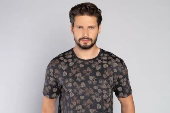 Pijama Pinus Pijama de hombre manga corta, pantalón largo Moda Italiana- estampado/grafito