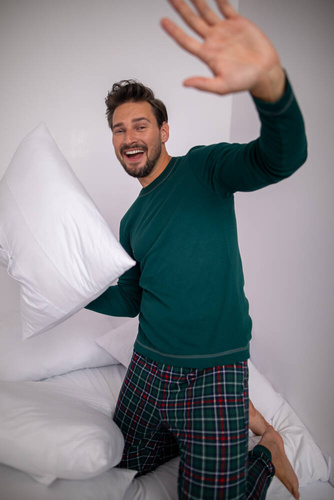 Fogo Pijama hombre manga larga, pantalón largo Moda Italiana - verde/estampado