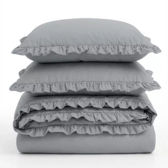 Ropa de cama de algodón con volante Eurofirany 100% algodón con cremallera plateada
