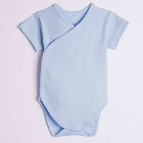 224040 Nicol Body cruzado para bebé azul 100% algodón calado