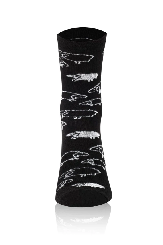Calcetines largos Wito S182D - negro con motivo de oveja Moda Italiana