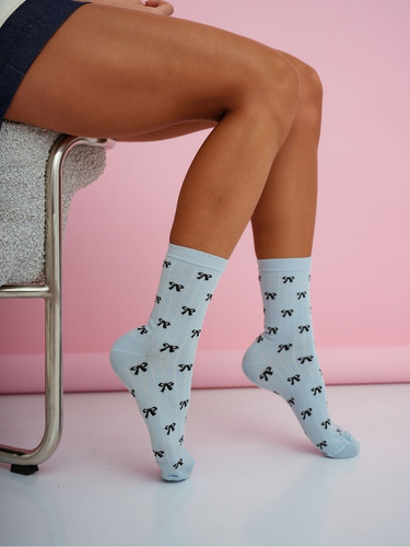 Calcetines mujer Milena 0200-221 – algodón, pequeño motivo lazos blue