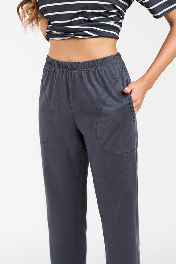 Betty Pijama señora manga corta, pantalón largo Moda Italiana - estampado grafito/grafito