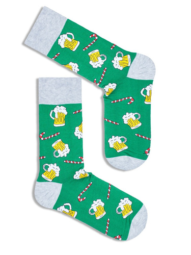 1290.005 Cervezas y palitos de azúcar - calcetines de Navidad para hombre Milena, verde