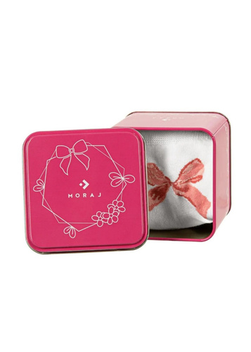 CSLW700-001 Calcetines Moraj - Calcetines de mujer en lata con delicado dibujo de cartas, ideales para regalar