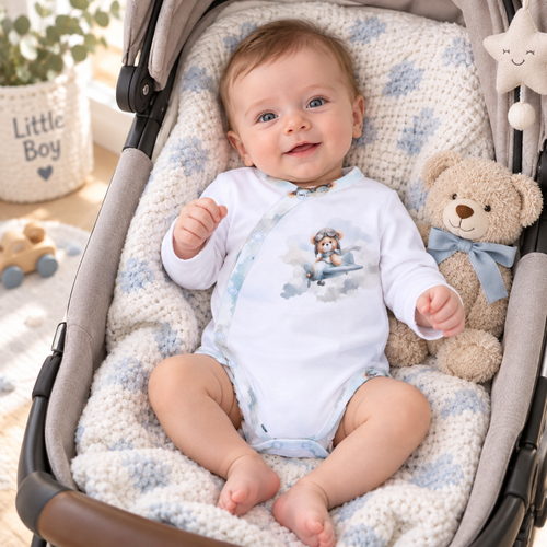 NINI ABN-5742/BIA Body cruzado orgánico Baby Bear Pilot blanco