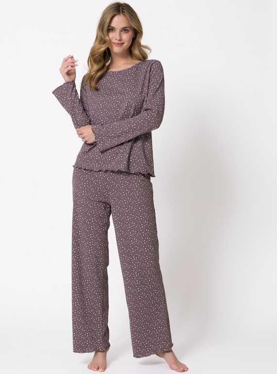 Pijama de mujer 1786 Stefania Leveza 100% algodón con lunares