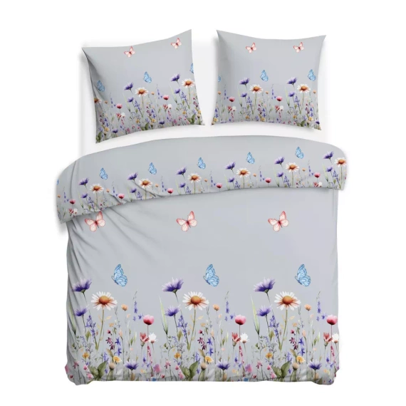 31512/2 Juego de cama Flannelove Darymex gris colorido floral, 100% algodón, cálido y suave