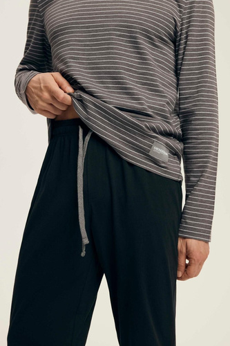 Pijama para hombre Premium 43455 New Henderson gris - algodón, manga larga, empaquetado elegante